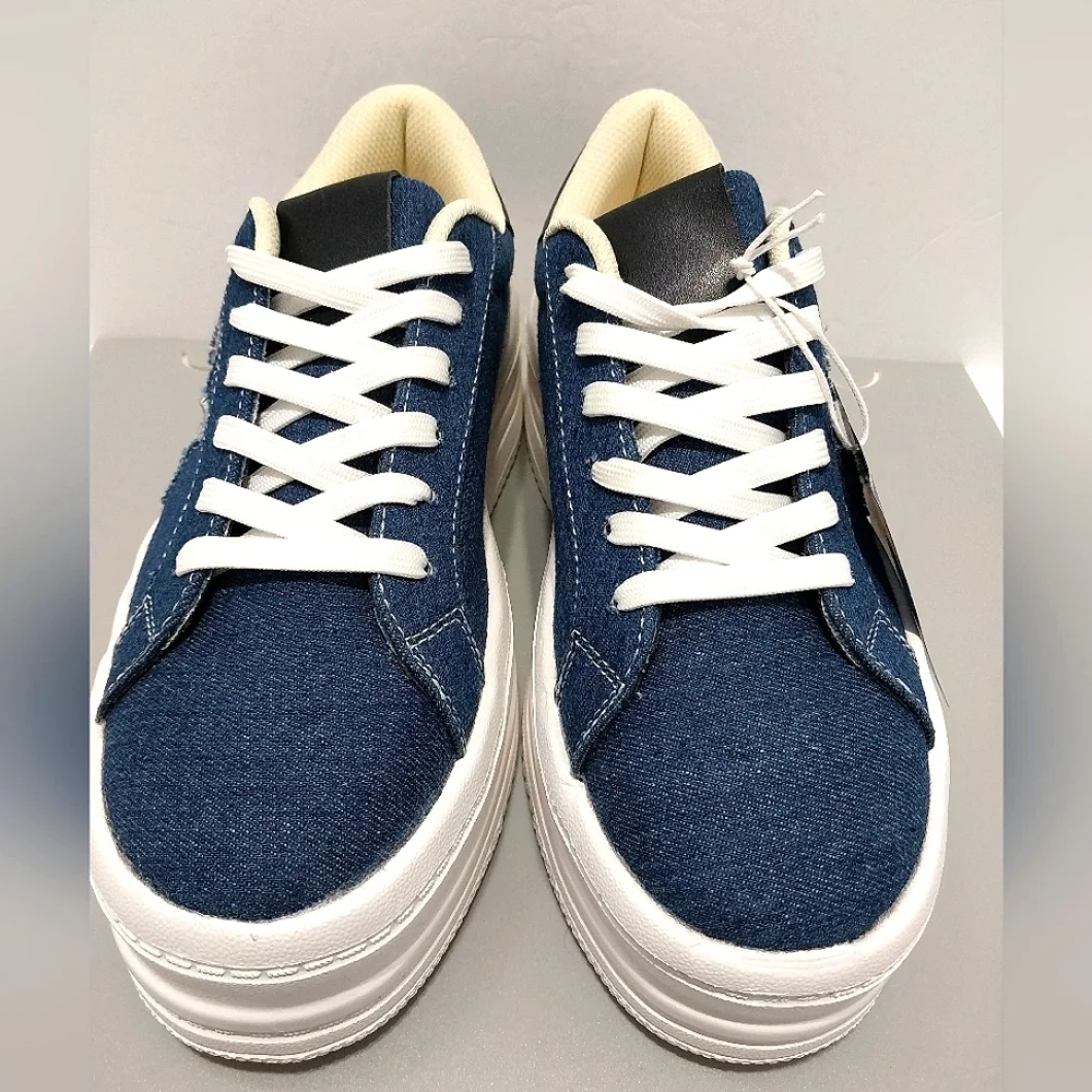 Belos Denim & Glitter Star Platform Sneakers, NWT, Size‎ 9| EUR 40